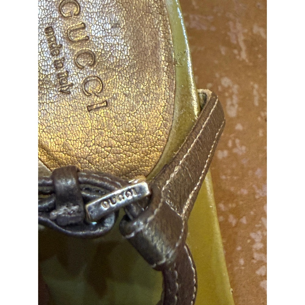 Gucci Womens Olive Green Leather Chain Link Strappy Stiletto Heel Sandals 8.5B - Picture 2 of 8